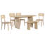 Ensemble de table de salle à manger 6 pièces avec chaises à dossier en rotin et banc - Table ovale en bois massif, 6 places-118499416-118499419