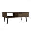 Table basse avec une tablette ouverte et un tiroir finition noyer foncé