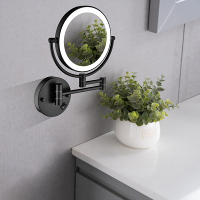 Miroir de meuble-lavabo mural 8 pouces à double face, grossissement 1X / 3X, rotatif à 360 ° et pliable, connexion câblée