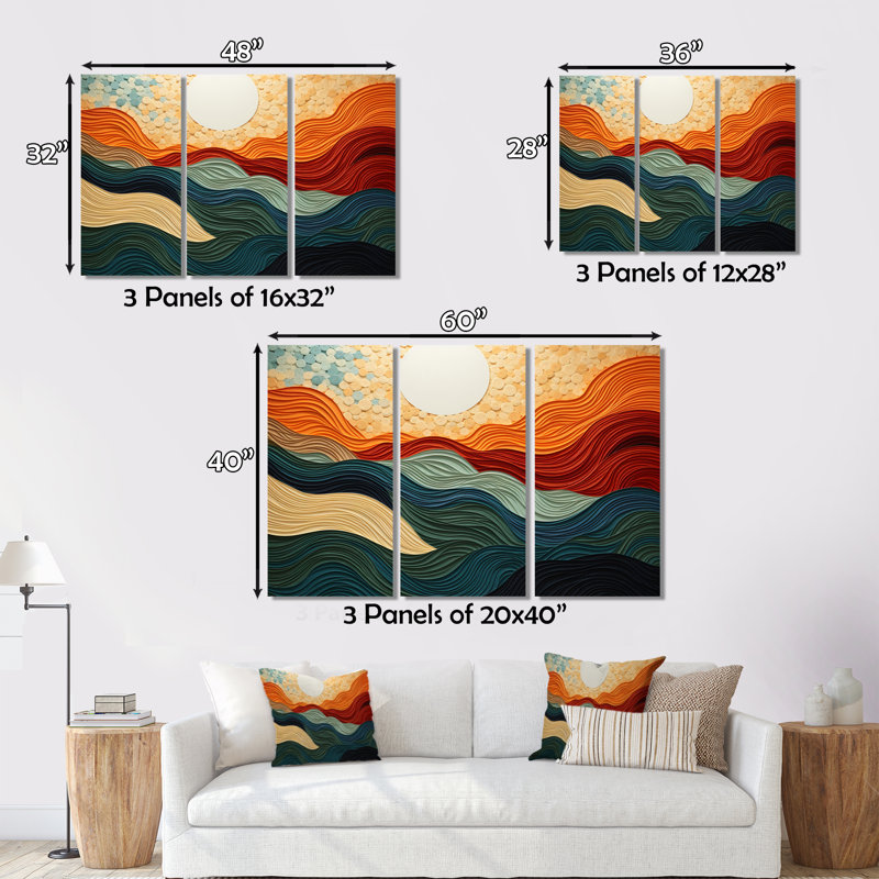 Desert Sands Abstract - 3 Piece Wrapped Canvas Print, 28" H x 36" W x 1" D
