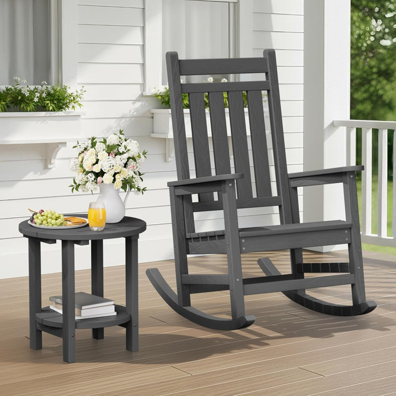 Round Outdoor Side Table Two-Tier Design