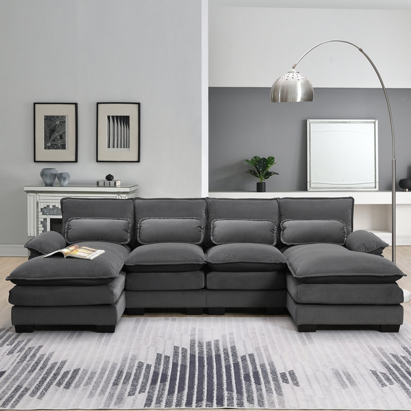 Canapé modulaire en U avec coussins de taille