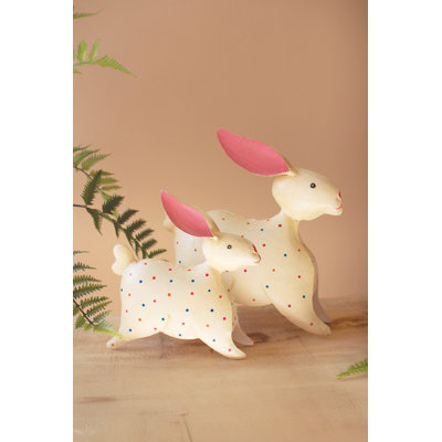  Ensemble de 2 sculptures de lapin en fer rustique - Décoration saisonnière 13 po