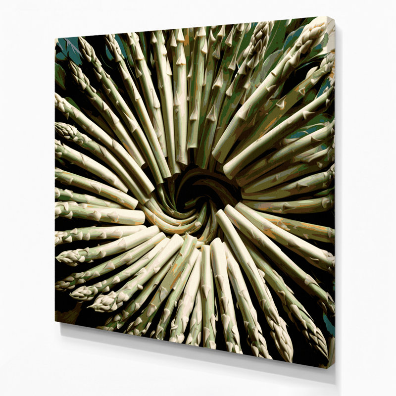 Art mural sur toile légumes asperge brun et blanc, H 12 po x l 12 po