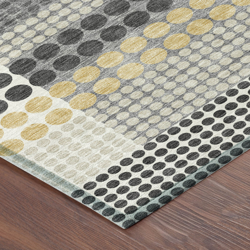 Machine Washable Indoor/Outdoor Chantille ACN2445 Geometric Rug, 1'8" x 2'6", Black