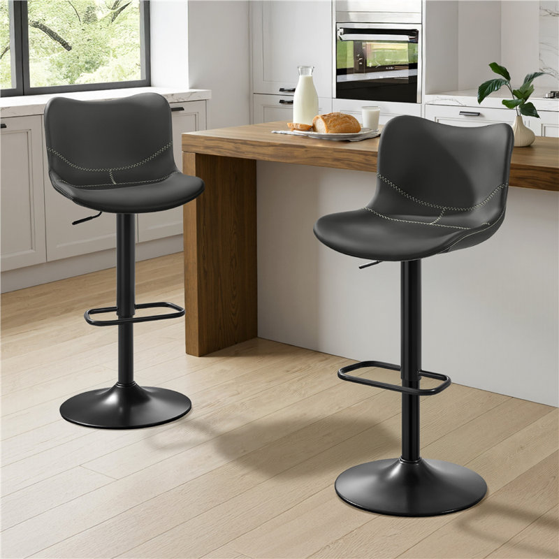 Barabo Swivel Upholstered Adjustable Height Counter Stool, Dark Grey