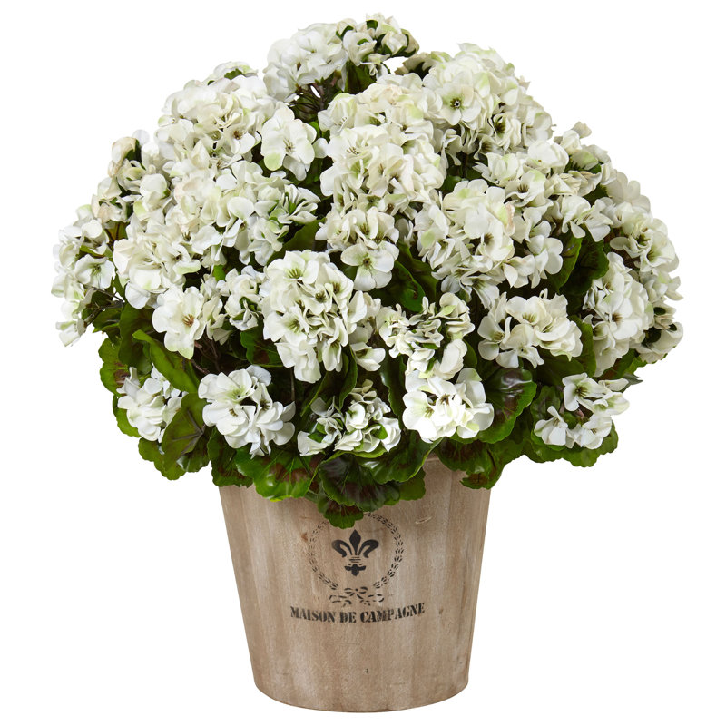 Geranium en soie plante de jardinière résistante aux rayons UV (intérieur / extérieur), Blanc