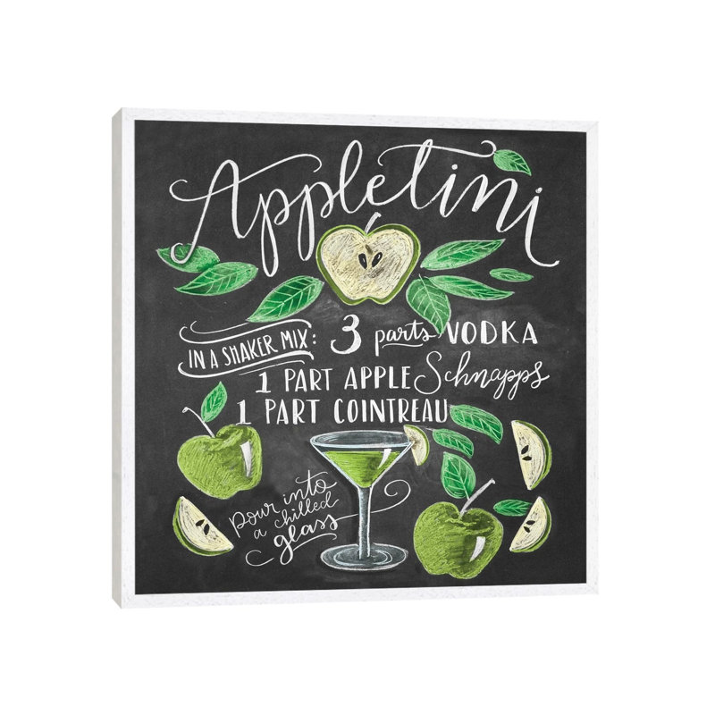 Appletini Recipe by Lily & Val - Gallery-Wrapped Canvas Giclée on Canvas, White Framed Canvas, 66.04 cm H x 66.04 cm W