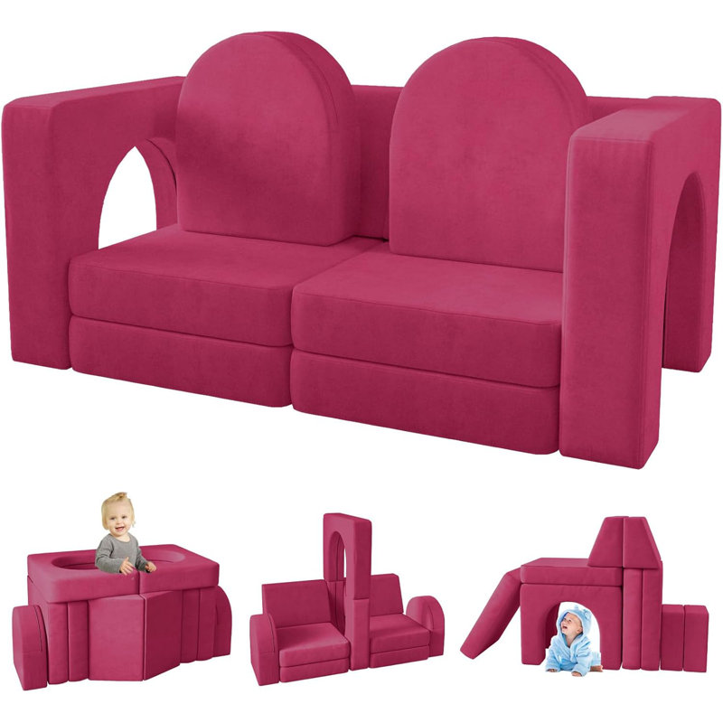 Canapé pour enfants, canapé-lit pliable pour tout-petits 10 pièces avec tunnel, canapé pour enfants modulaire pour salle de jeux