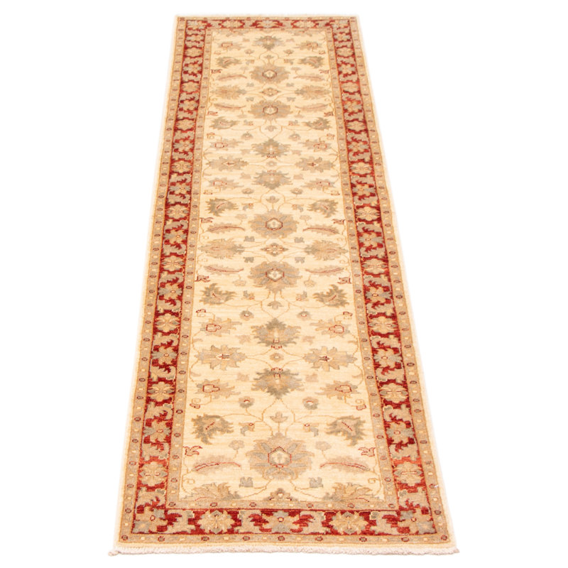 Tapis de couloir unique en laine noué à la main nouvel âge 2 pi 7 po x 9 pi 8 po ivoire / kaki / vert clair Camdyn