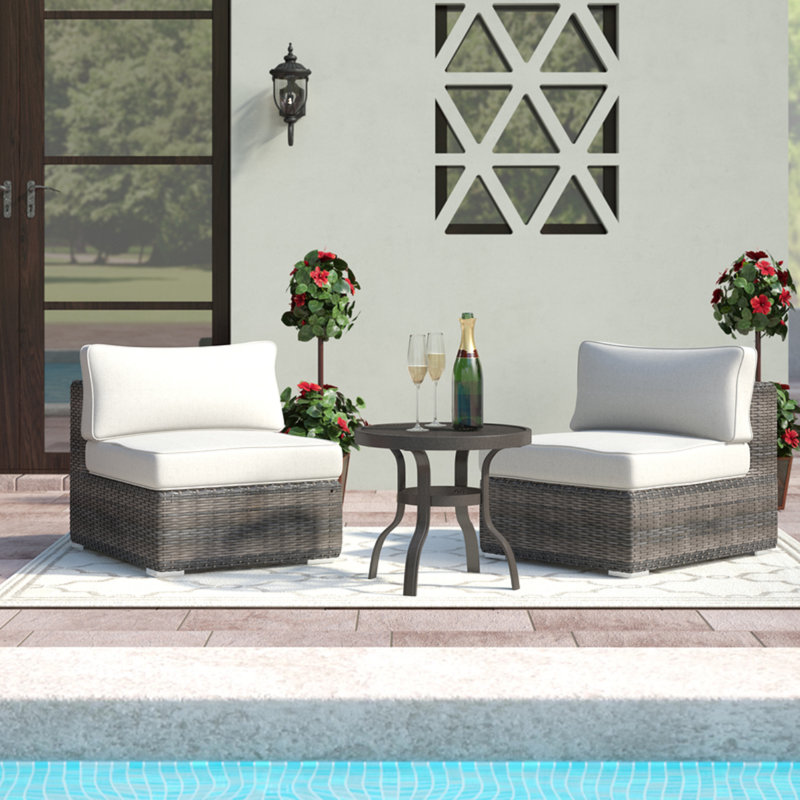 Meltham Wicker Fully Assembled 2 - Person Seating Group with Cushions, Mixed Gray, Olefin Gray