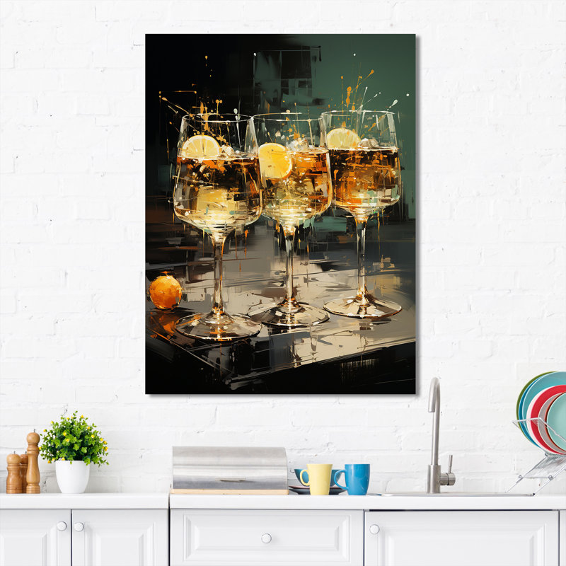Vesper Vibrance Twilight Cocktail - Art mural cocktails, H 44 po x l 34 po x P 1,5 po