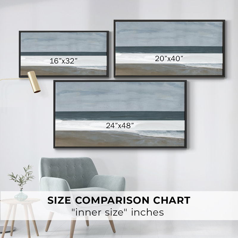 Northeast Shoreline I - Toile tendue avec châssis encadré - Prêt à être accroché, H 21 po x l 41 po, Noir