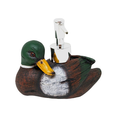 Distributeur de pompe à savon en polyrésine pour canard et canard colvert, idéal pour les chasseurs de canards et les amateurs de maisons