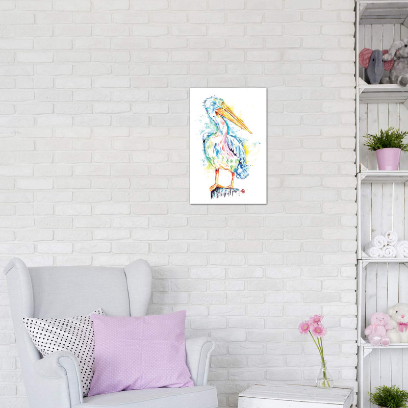 «Pelican» par Lisa Whitehouse - impression d'art graphique, Toile tendue, Pas de tapis, H 12 po x l 8 po x P 0,75 po