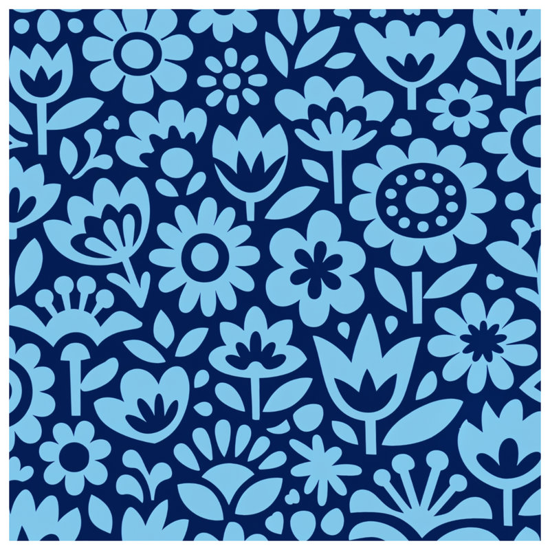 Édredon bleu à motif floral, Simple extra long