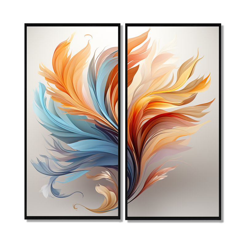 Art mural Liadan - Plumes d'animaux, 20" H x 24" W, Impression encadrée flottante, Black