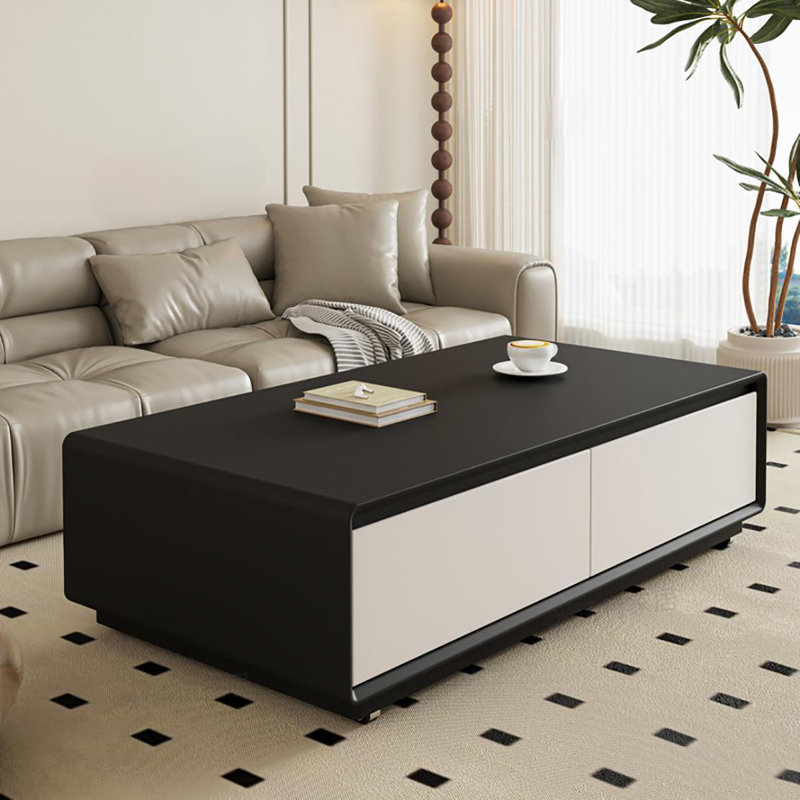 Table basse haut de gamme, H 15 po x L 51,2 po x l 27,6 po, Noir / blanc