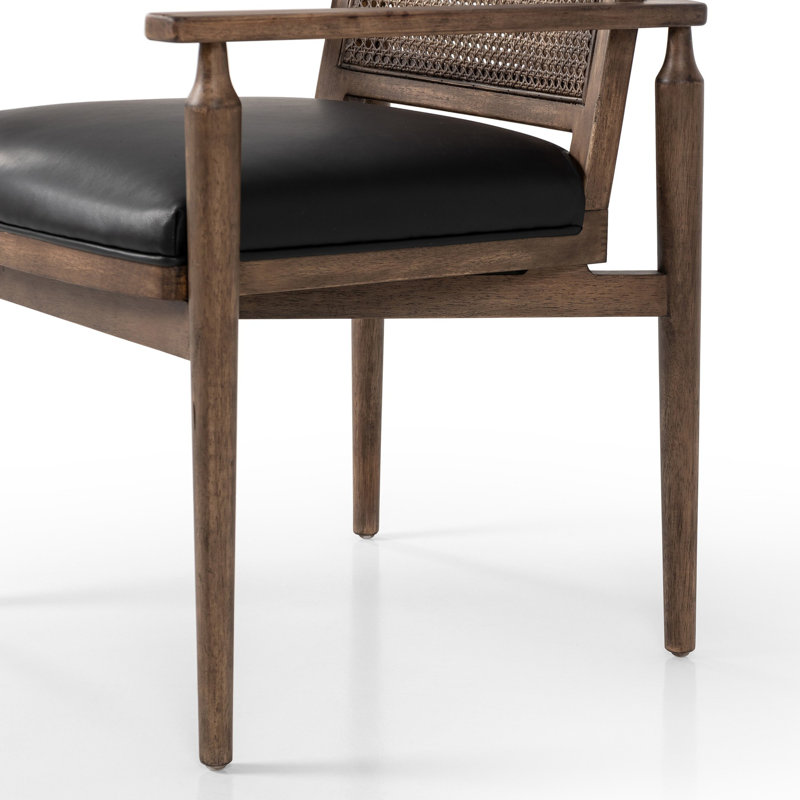 Xavier Upholstered Arm Chair, Black Genuine Leather