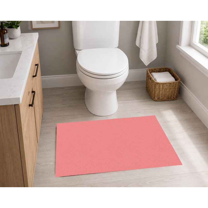 Tapis de toilette rectangulaire absorbant et antidérapant pour les yeux pour les cheveux, L 34 po x L 21 po, Vieux rose