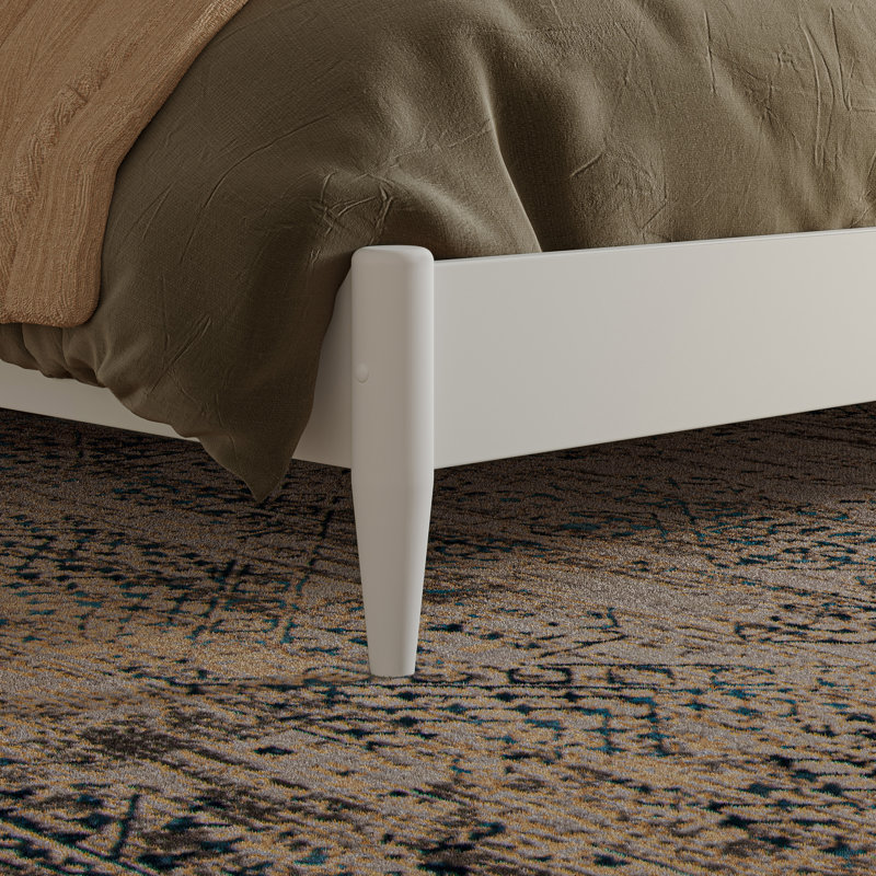 Lit plateforme en bois massif Aritra, Blanc, Grand
