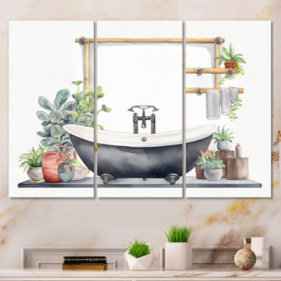 «Natural Bathroom Decor II», reproduction sur toile 3 pièces