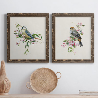 «Spring Song Blue Bird», ensemble de 2 peintures sur toile encadrées