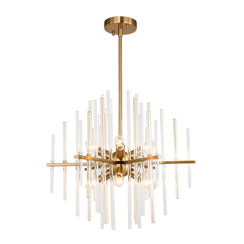 Lustre sphérique Spoutnik à 6 lumières Evander, ambre