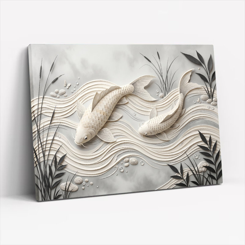 Ensemble de 1 tableau sur toile représentant des poissons koi, 24"H x 36"W, Wrapped Canvas