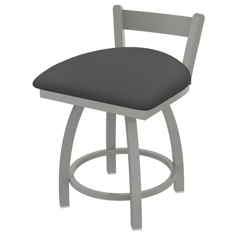 Catalina 18" Low Back Vanity Stool, Anodized Nickel, Vinyl-Canter Storm