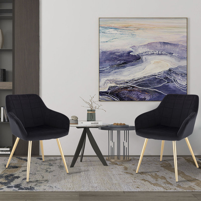 Palumbo Upholstered Dining Chair, Black, Gold