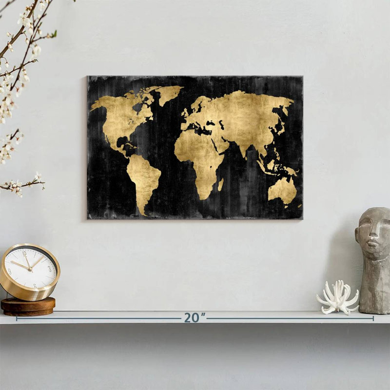 Aliaz The World - Gold On Black, 8" H x 12" W
