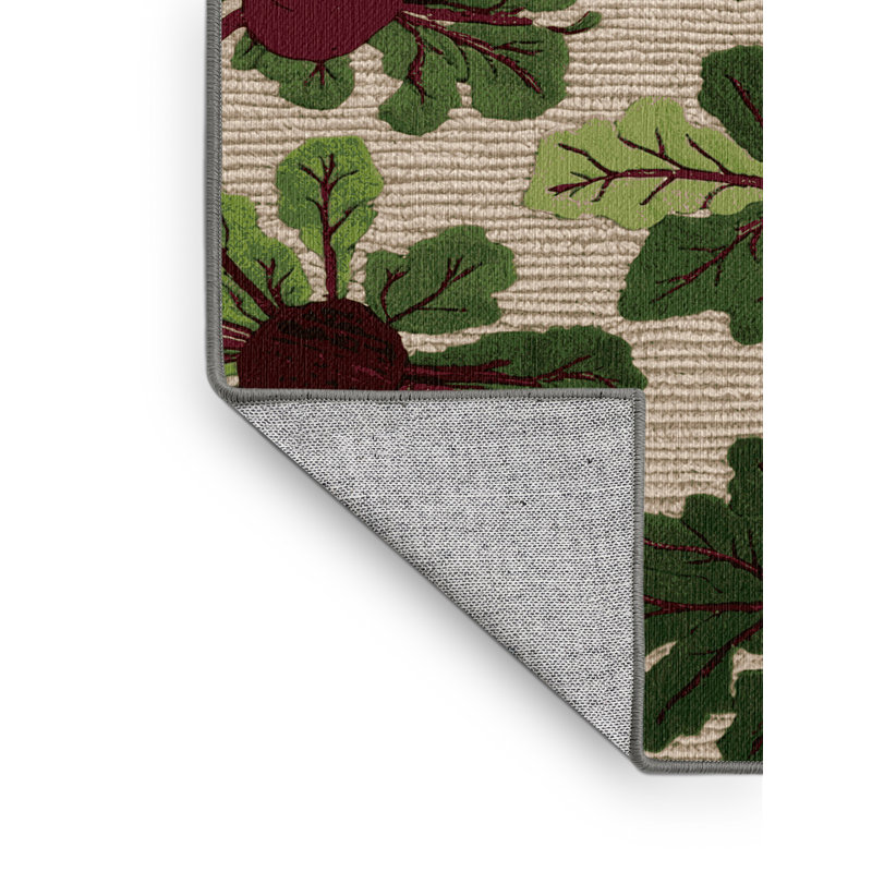 Washable Beet Microgreens Vegetables Area Rug, Round 7'