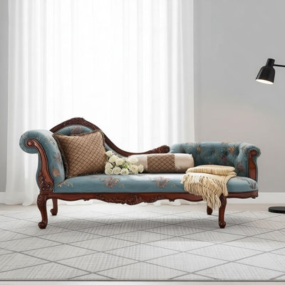 Chaise longue rétro en bois sculpté