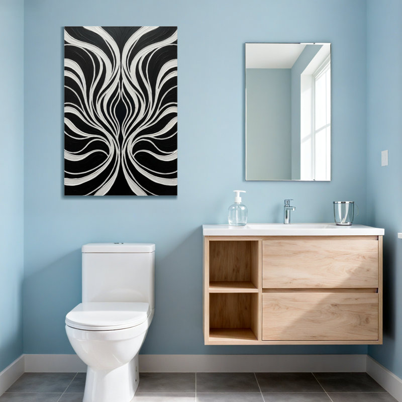 Motif de vagues tendance noir et blanc, H 24 po x l 36 po