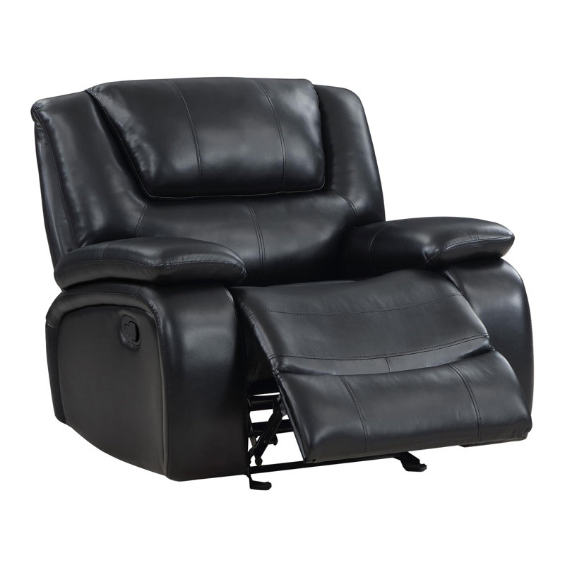 Fauteuil inclinable et oscillant rembourré noir, Similicuir noir