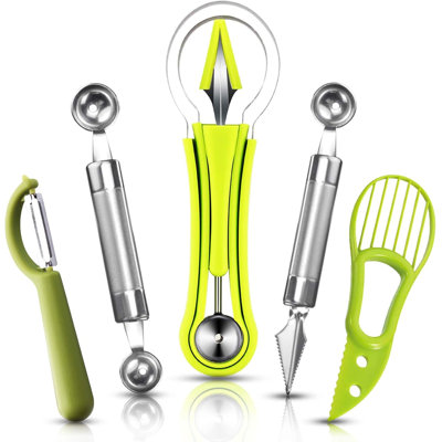 5-Piece Fruit Carving & Melon Baller Set – 4-in-1 Stainless Steel Scooper for Fruit Platters, Watermelon & Avocado