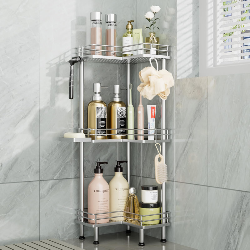Corner Shower Caddy Standing, Silver