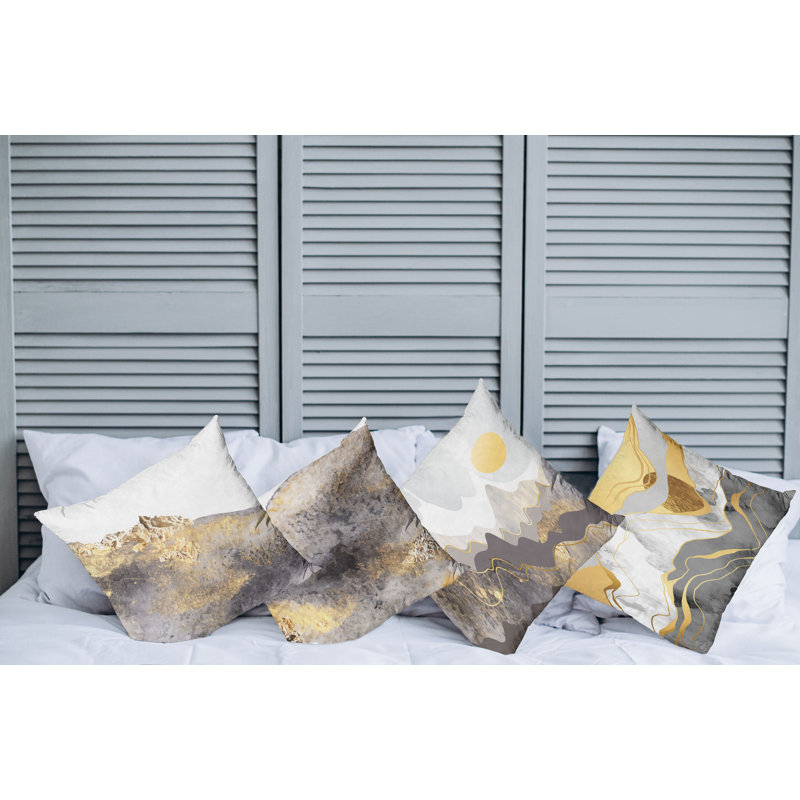 Housse de coussin Millersburg, Moutarde / gris taupe, 12 po x 20 po