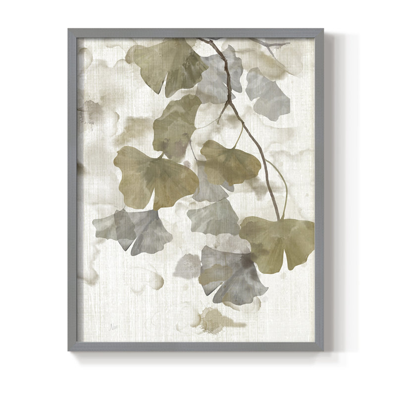 Reproduction encadrée Ginkgo Accent II - bois massif, H 30 po x l 24 po, Grey