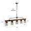 5-Light Dimmable 42" Kitchen Island Pendant Farmhouse Dining Room Linear Chandelier