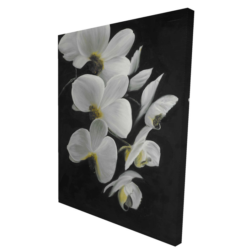 Belles orchidées - Décoration florale en toile noire pour la maison