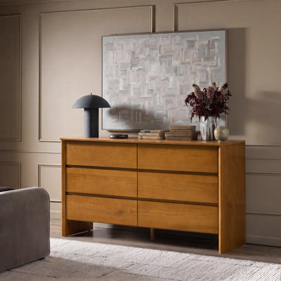 Razvan Mid-century Modern 58''W 6-Drawer Fully Assembled Dresser