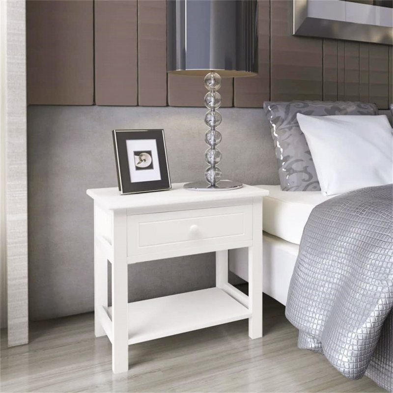 Spears 40cm W Manufactured Wood Bedside Table, White