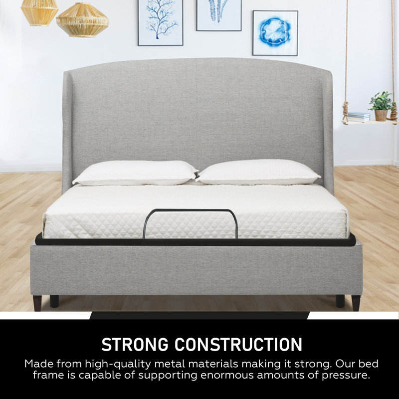 Embden Adjustable 15-inch Bed Frame with Decorative Fabric, Head Inclining, Foot Retainer Bar, Split California King