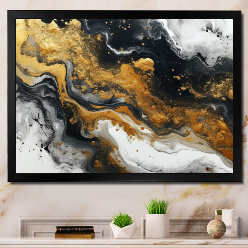 Gold Black Veins Of Color II On Canvas Print