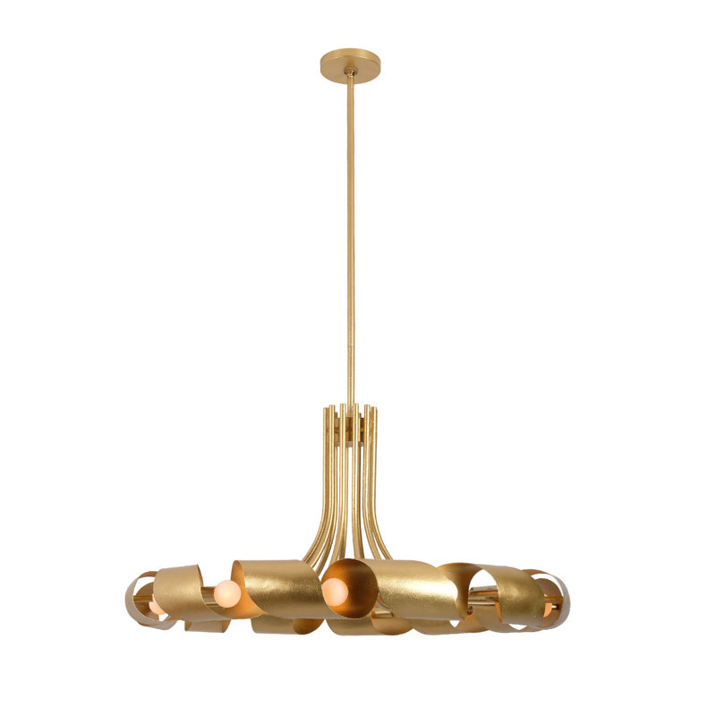 Ribbon 12 LT Bright Gold Chandelier Kalco
