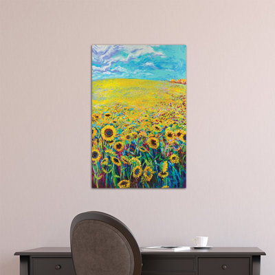 Iris Scott - Sunflower Triptych Panneau I, reproduction d'art sur toile tendue