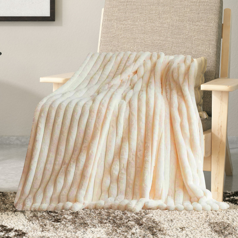 Throw Blanket, 63" W x 63" L, Beige