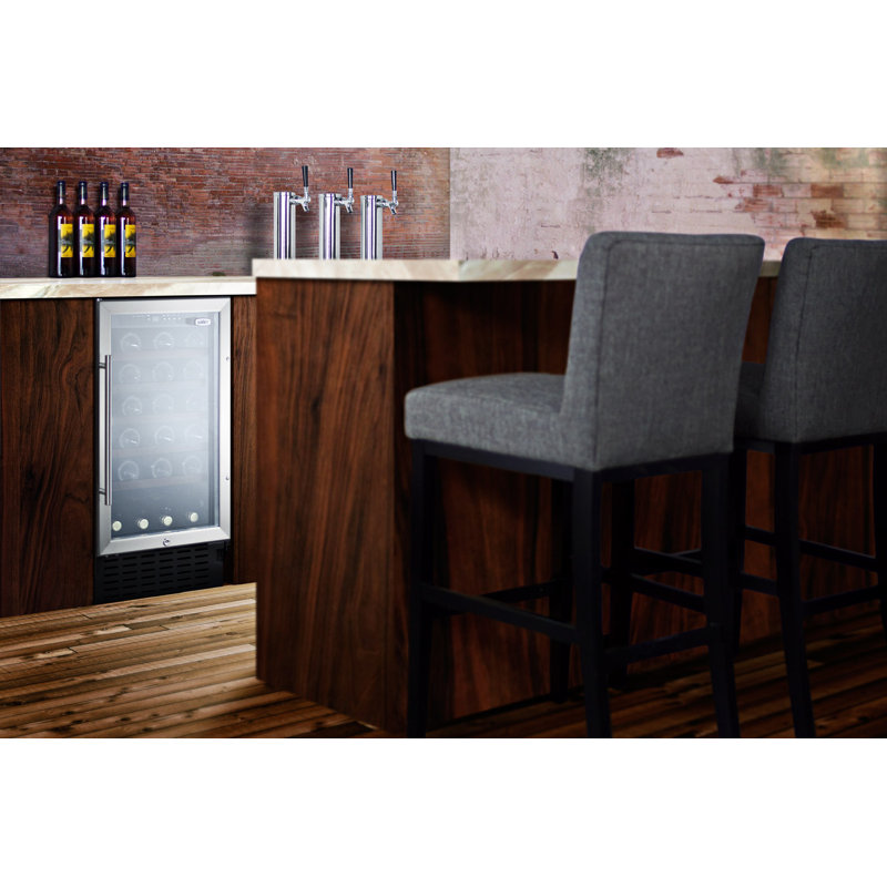 Summit Appliance Single Zone 18'' 34 Bottle Wine Refrigerator with Reversible Door, Black